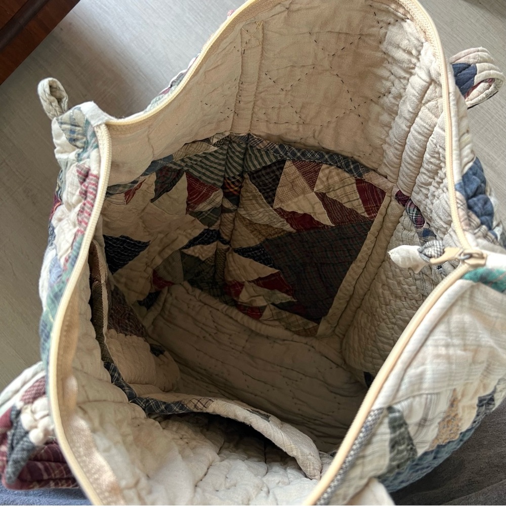Quilted Plaid Patchwork Tote - image 4